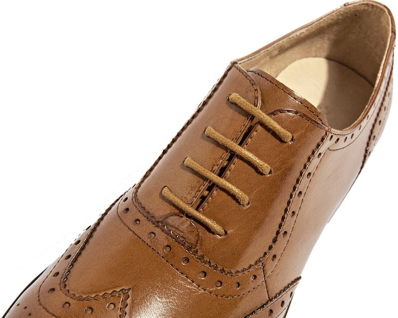 U-lite Women's Perforated Lace-up Wingtip Leather Flat/Platform Wedges Oxfords Vintage Oxford Shoes Brogues (9, Brown) - Image 5